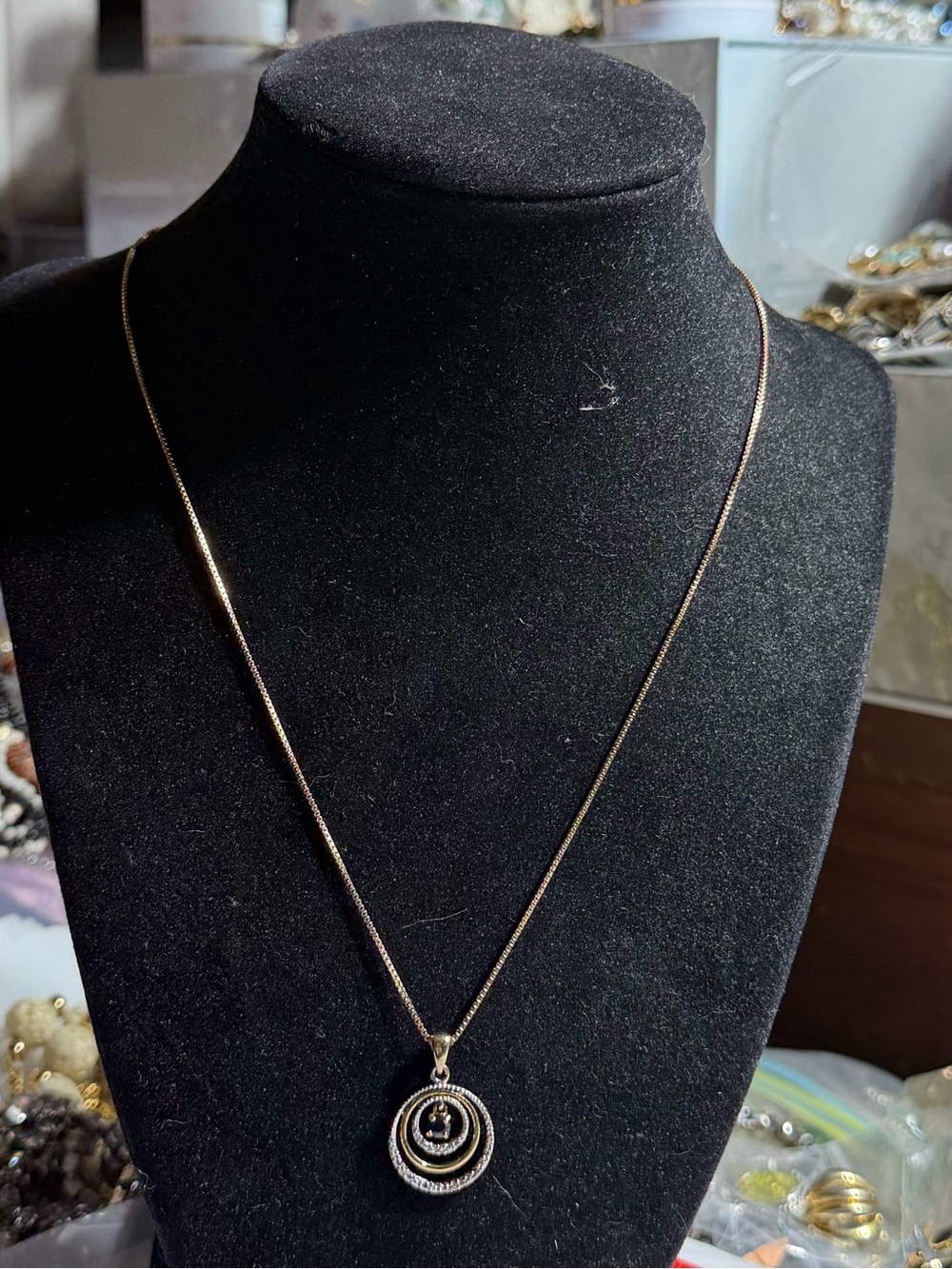 RSE Robert Seeman Sterling Silver Vermeil Concentric Circle Pendant Necklace 18"